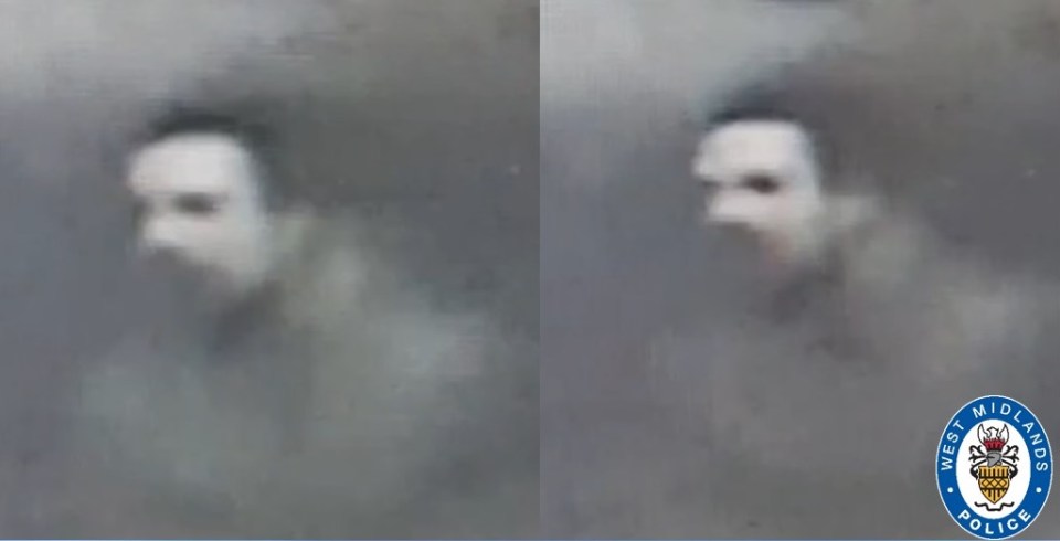 Blurry CCTV image of a suspect.