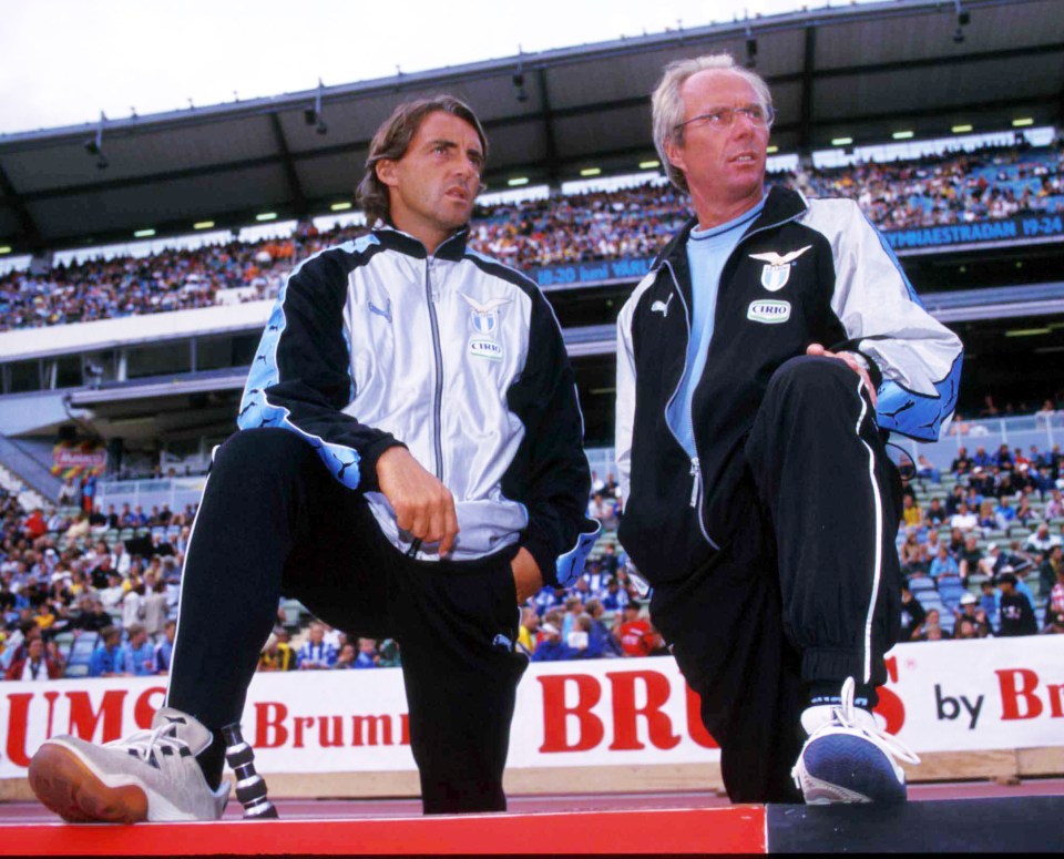 Sven Goran Eriksson and Roberto Mancini of Lazio.