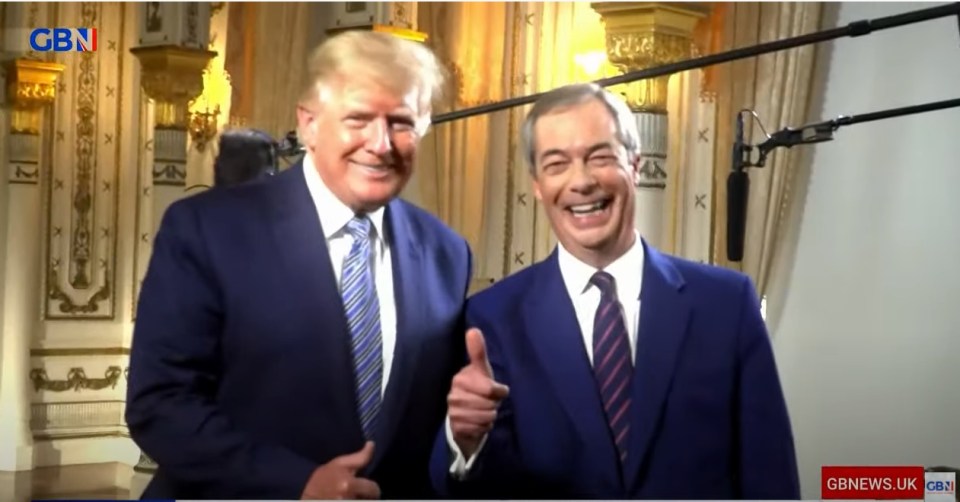 Donald Trump and Nigel Farage giving thumbs up.