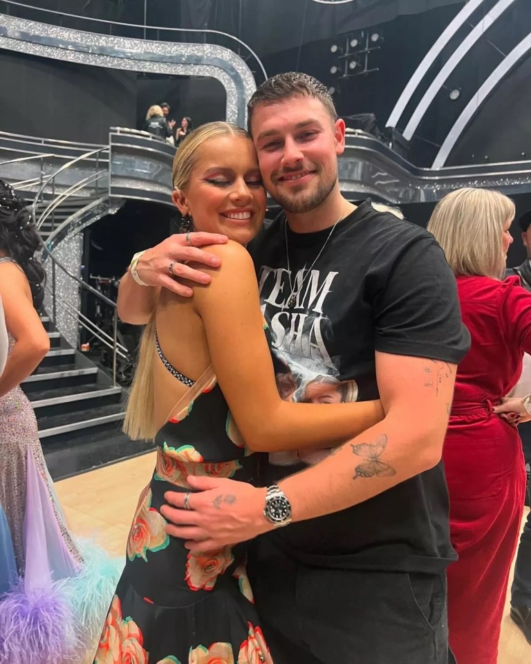 Tasha Ghouri and Andrew Le Page backstage at Strictly Cone Dancing.