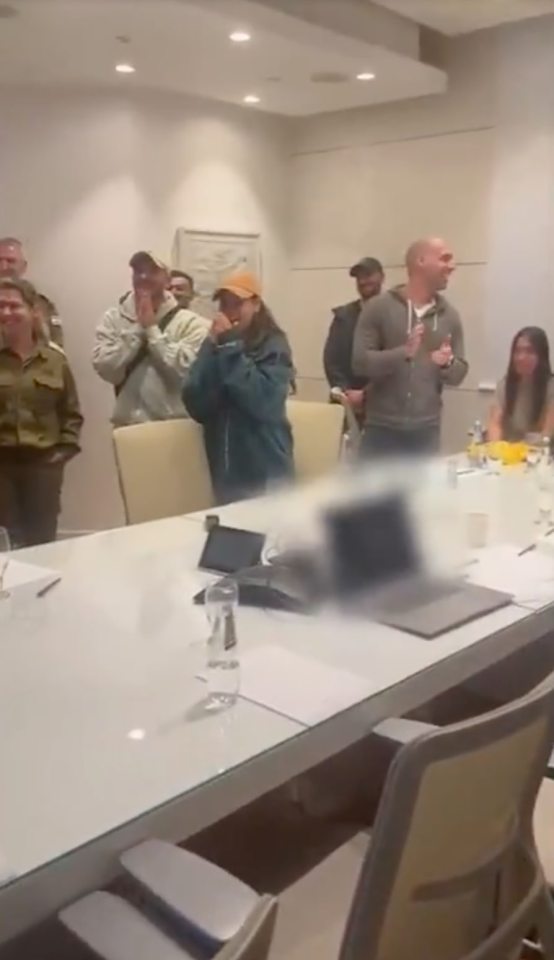 Families of freed Israeli hostages react emotionally to a livestream of their daughters' rescue.