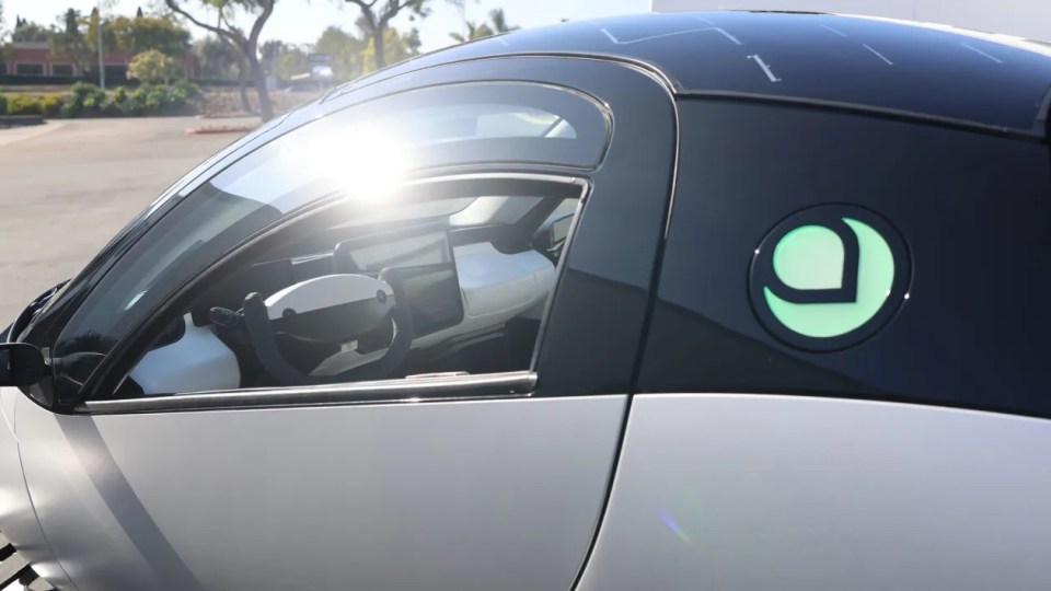 Three-wheeled solar-powered car.