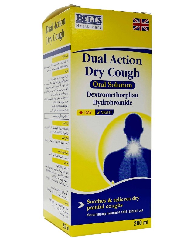 Box of Bell's Dual Action Dry Cough oral solution.