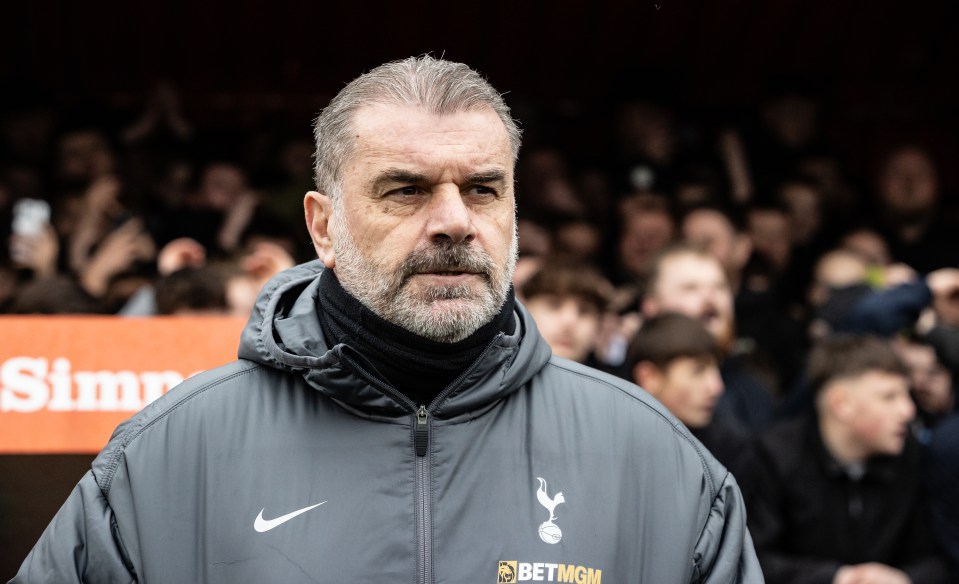 Ange Postecoglou, manager of Tottenham Hotspur, at a match.