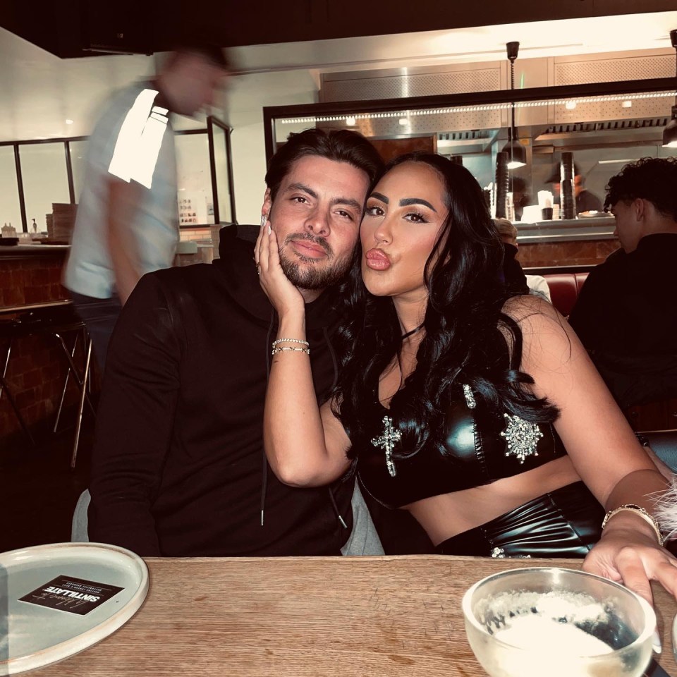 Jordan Brook and Sophie Kasaei at a restaurant.