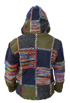 The unidentified man was wearing a multicoloured knitted jumper