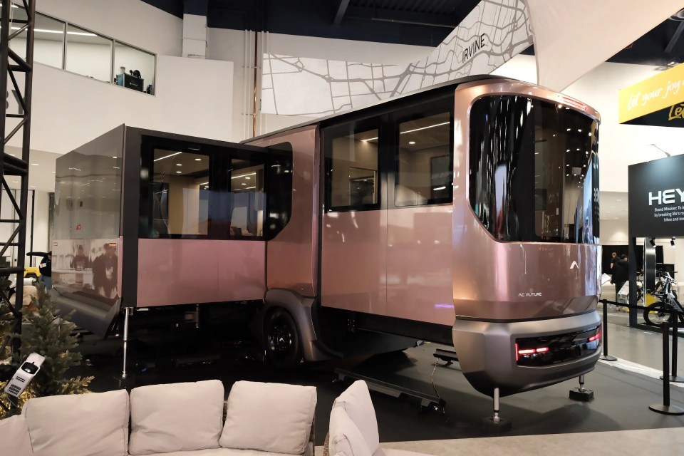 Expandable electric motorhome nearly doubling in size.