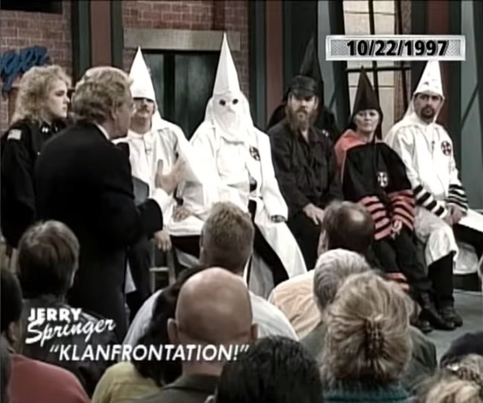 Jerry Springer show featuring a Klan confrontation.