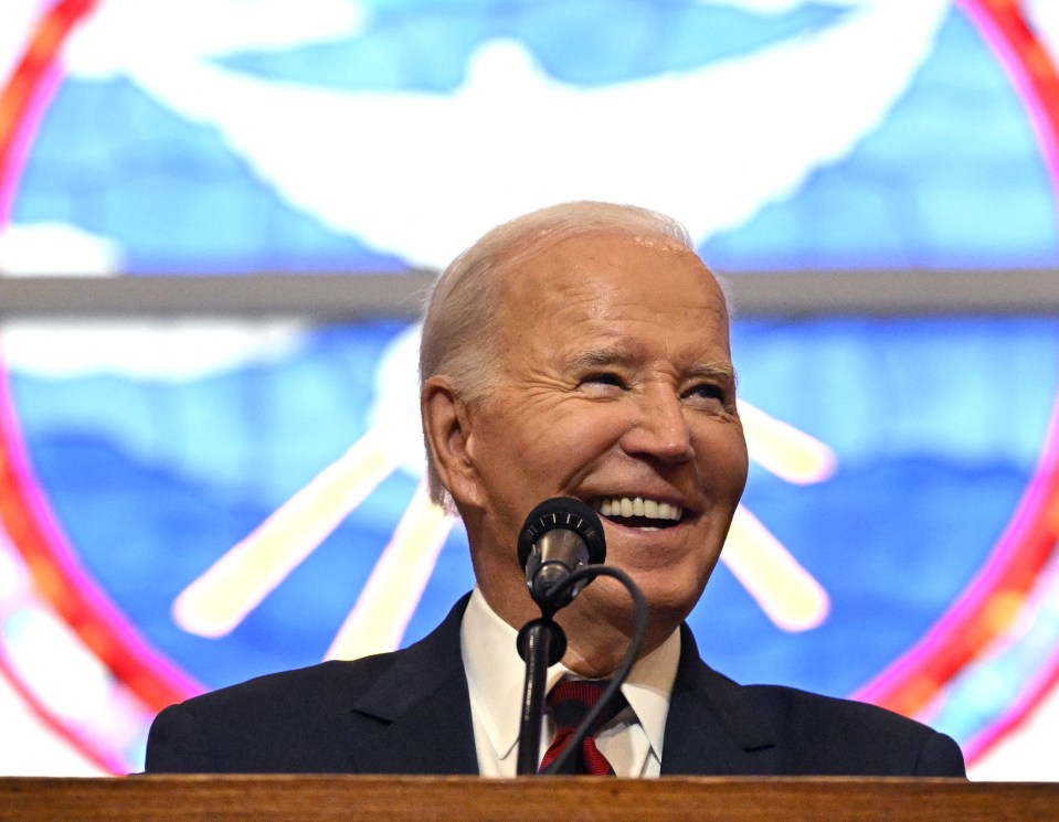 President Biden speaking at a podium.