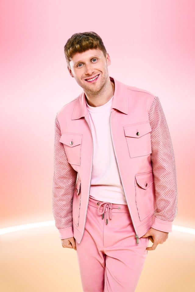 Jamie Borthwick, a contestant on Strictly Come Dancing, in a pink suit.