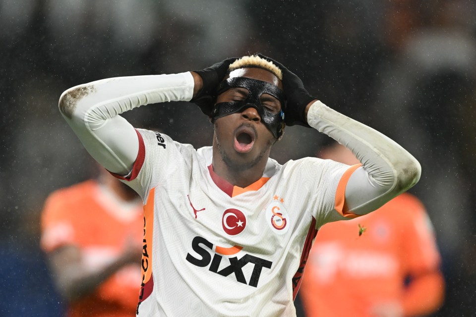 Victor Osimhen of Galatasaray reacts during a Turkish Super Lig match.