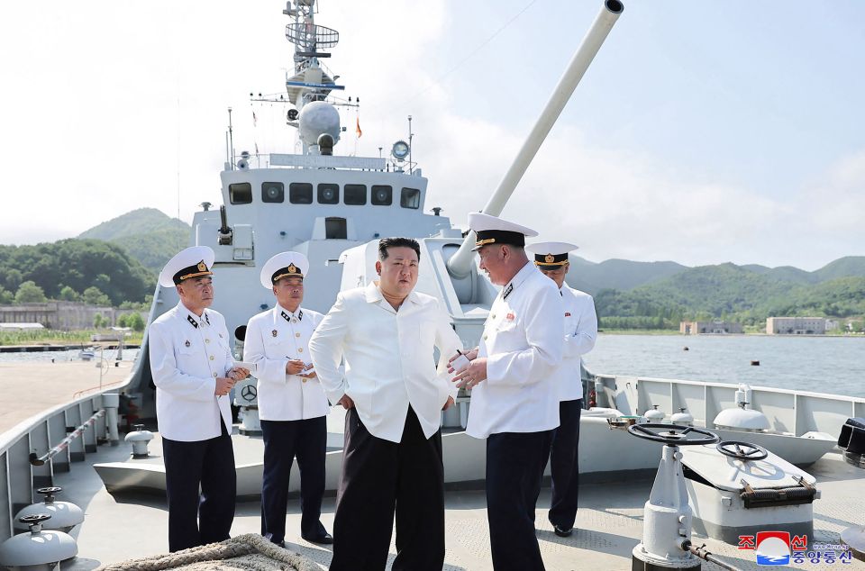 Kim Jong Un visits North Korean naval unit.