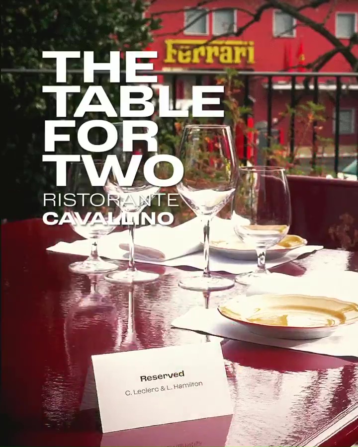 Table for two reserved at Ristorante Cavallino for C. Leclerc & L. Hamilton.