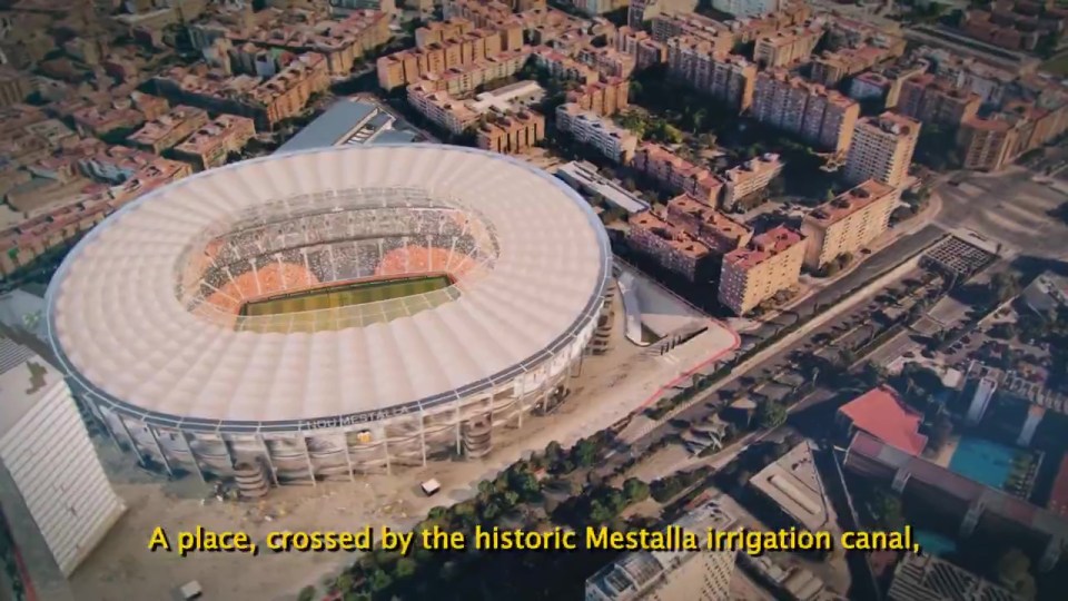 Aerial view of Nou Mestalla Stadium.